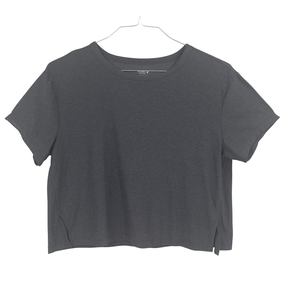 Old Navy Womens Active Tee Charcoal Gray Cloud 94 Soft Go-Dry Cropped Tshirt M
